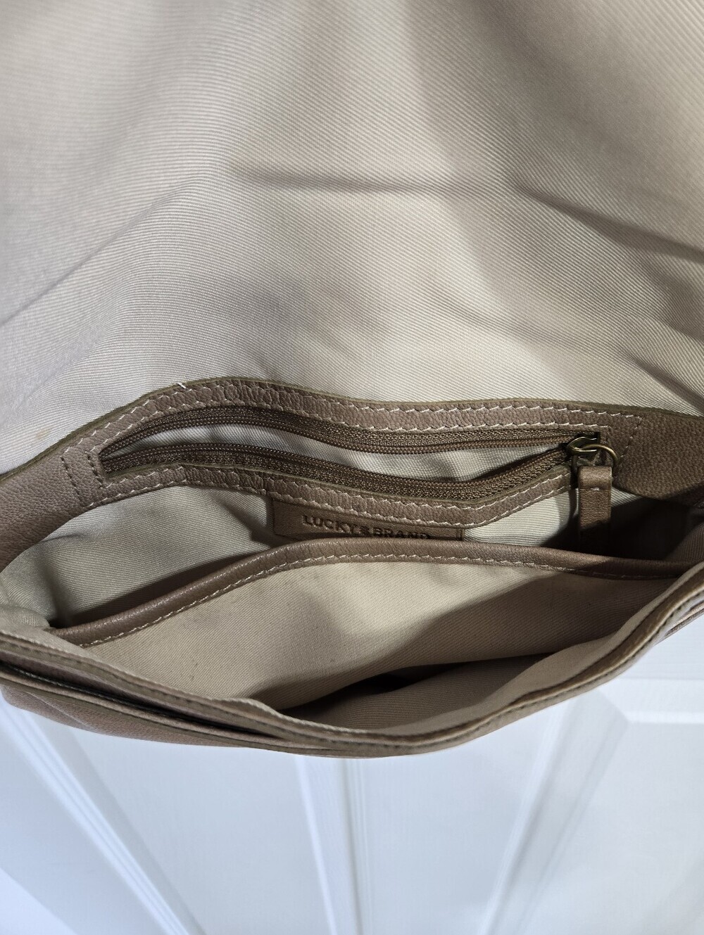 Lucky Brand Tan Studded Leather Crossbody Bag - Picture 11 of 11